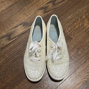 Kate Spade Cream Glitter Sneakers